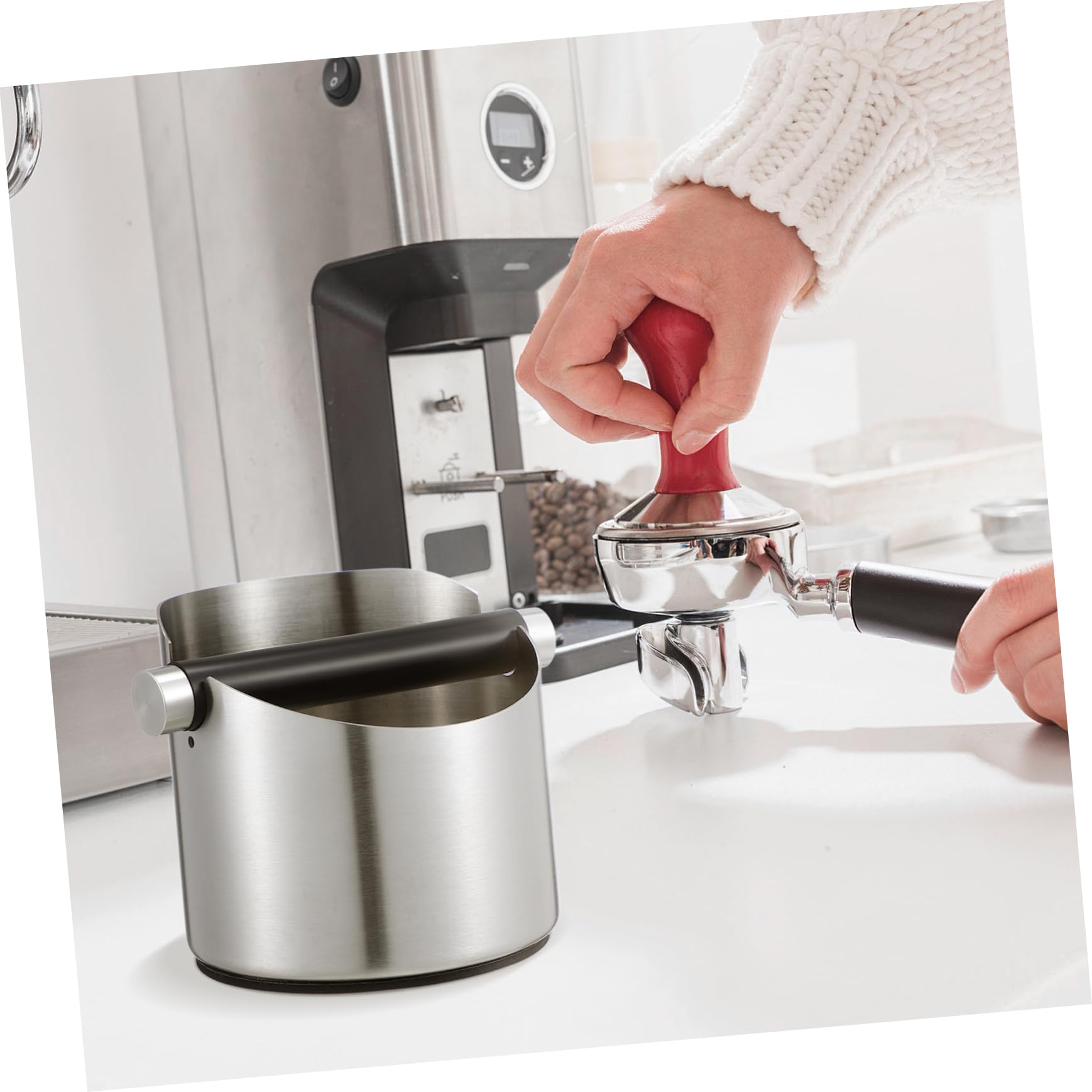 Genérico 1 Pc Cubo De Café Molido Frasco Cafetera De Goteo Filtro Para Maquina De Cafe Vertedero Cubo De Almacenamiento De Residuos De Té Líquido Contenedor De Café Molido Acero Inoxidable