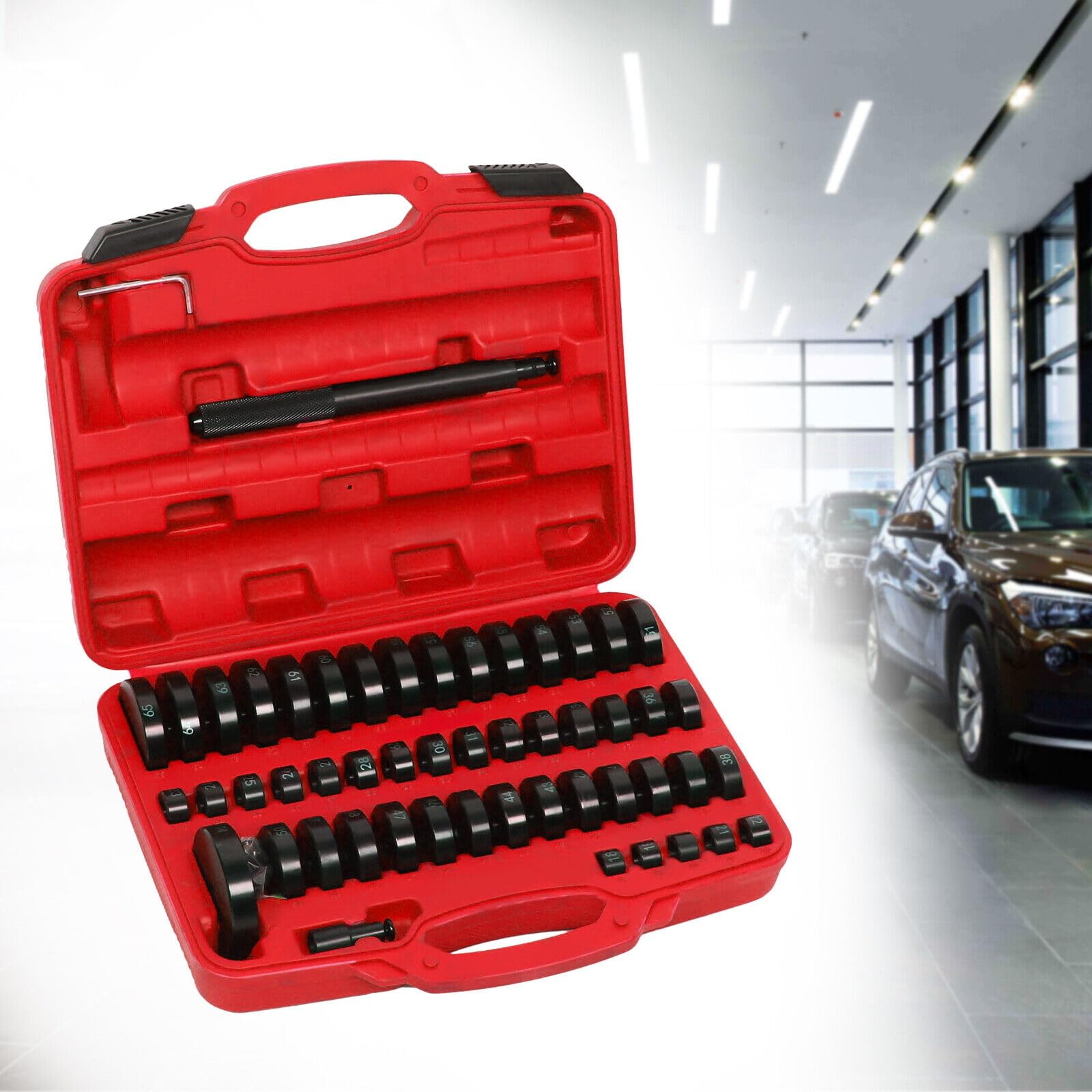 51 Kit de extracción de cojinete de automóviles de herramientas de prensa propulsor de conchas montaje y desmontaje Anillos pieza de presión 18 a 65 mm