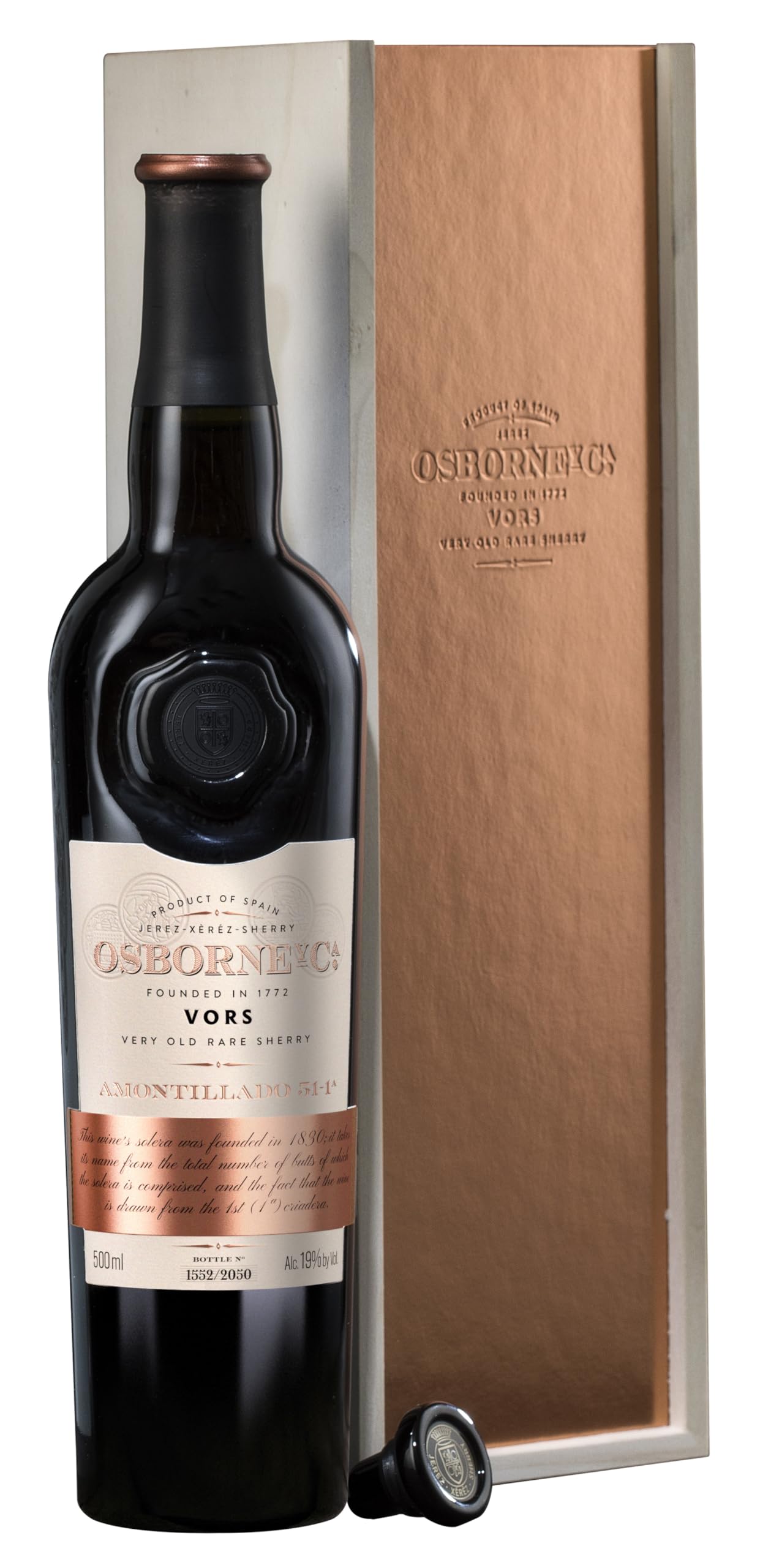 Vino viejo D.O. Jerez VORS Reserva Familia Osborne Amontillado 51 1ª - 1 botella de 50 cl
