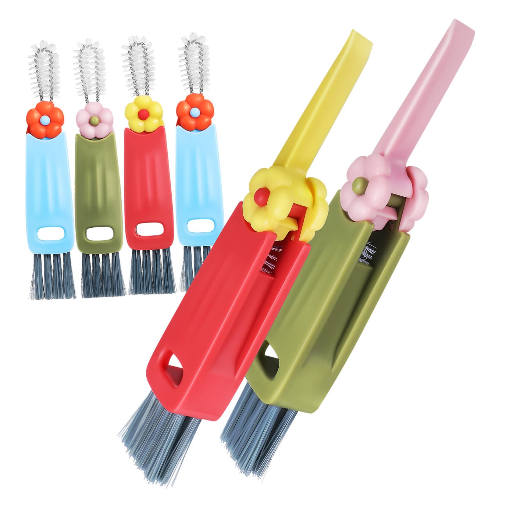 Set di spazzole multiuso per la pulizia, include scovolini per fessure, bottiglie, tubi, mocio per acqua, spazzole per la pulizia della spina elettrica, 6 pezzi x 4 set