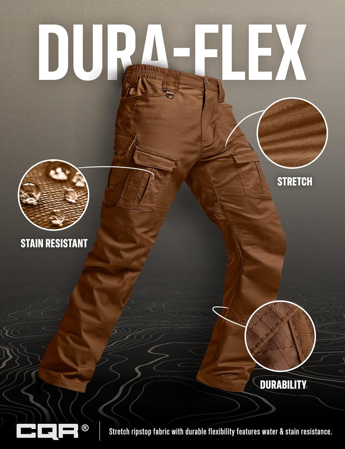 CQR Men's Flex Ripstop Tactical Pants, Water Resistant Stretch Cargo Pants, Lightweight EDC Hiking Work Pants - Image 9