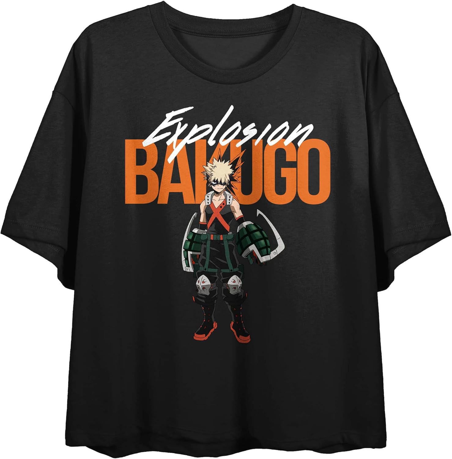 Bioworld My Hero Academia Bakugo Explosion Women's Black Crop T-Shirt
