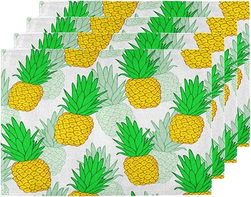 Pineapple Foods Style Placemats Set of 4 Table Mats Washable Placemat Waterproof Place Mats for Party Home Dining Table Decor 18x12 in