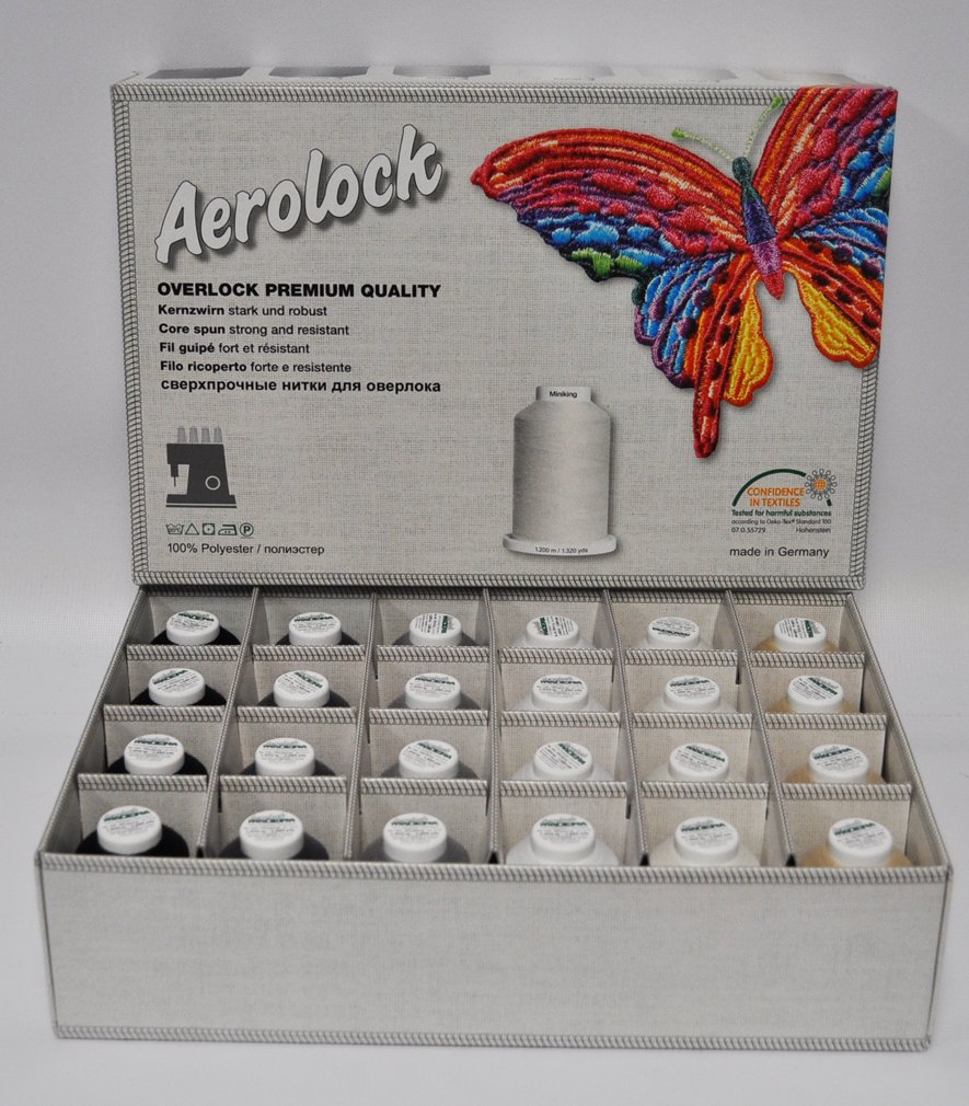 Madeira Aerolock Bobina de 24 Premium calidad hilo de coser Kit
