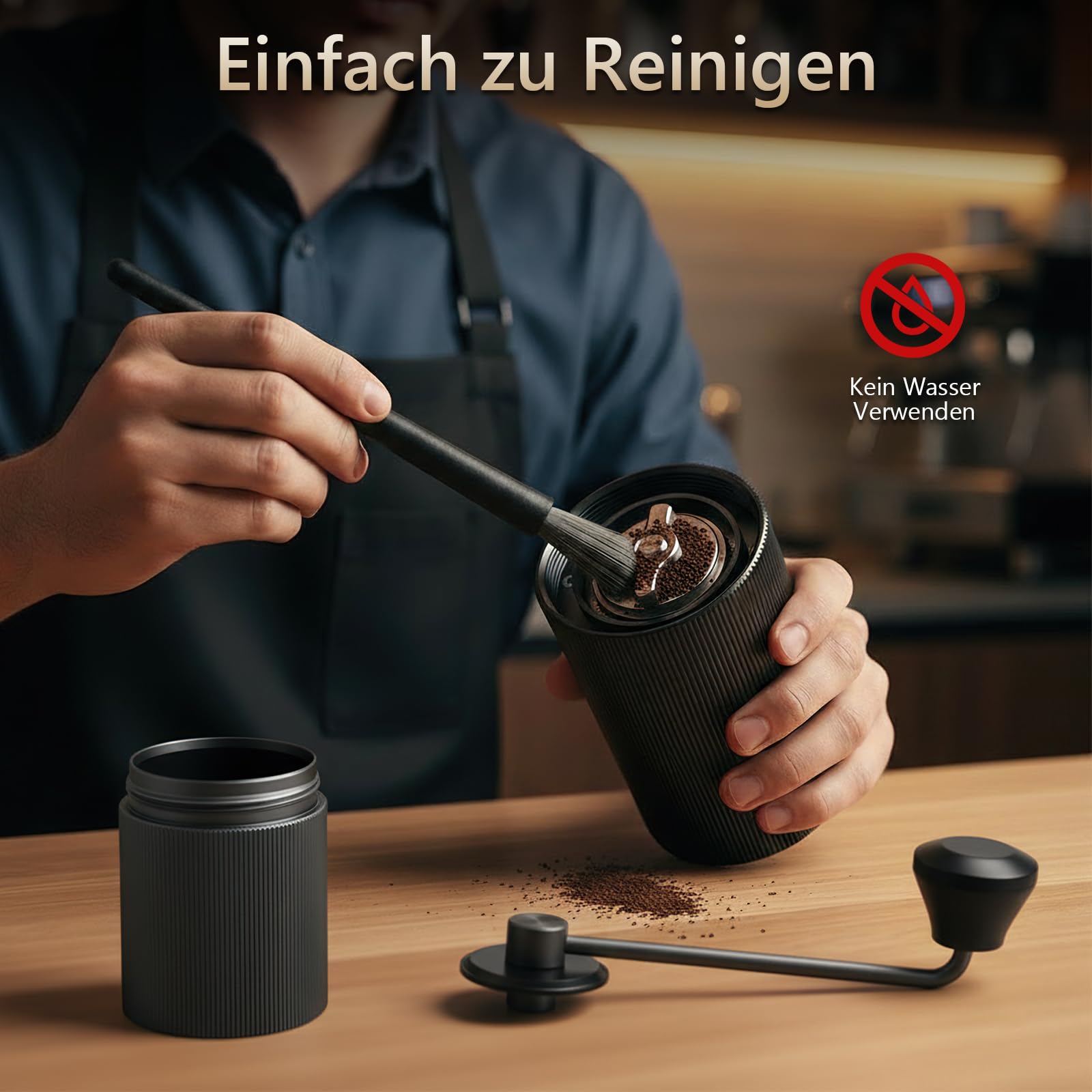 Manuelle Kaffeemühle, Handkaffeemühle mit 30 Einstellbaren Stufen, Kaffeemühle Manuell mit Edelstahl Kegelmahlwerk für Espresso, French Press, Pour Over, 30g Kapazität für Reisen, Camping Büro
