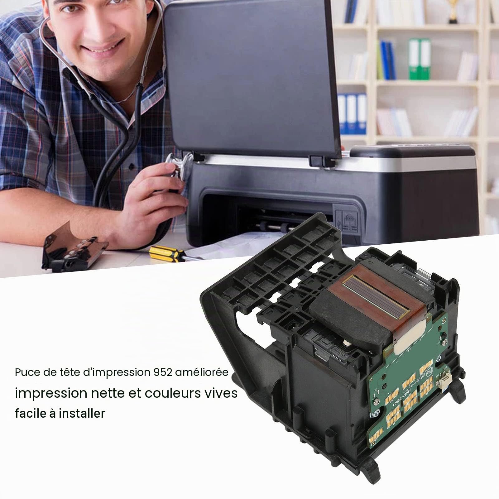 VBESTLIFE Tête d'impression de Remplacement 952 953 954 955 pour H P OfficeJet Pro 7740 7730 7720 8210 8710 8730 8740 8216 8720 8725, Haute Vitesse et Basse Température