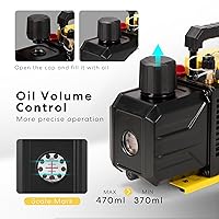 Vista 3 de SPECSTAR Bomba de vacío de aire HVAC con paletas rotativas de doble etapa 3/4 HP 7.2 CFM 110V con VIVOHOME 2 unidades de aceite de bomba de alto