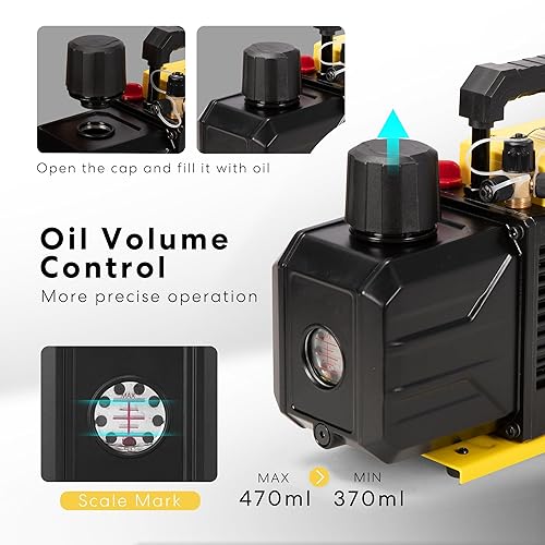 Miniatura 3 de SPECSTAR Bomba de vacío de aire HVAC con paletas rotativas de doble etapa 34 HP 7.2 CFM 110V con VIVOHOME 2 unidades de aceite de bomba de alto