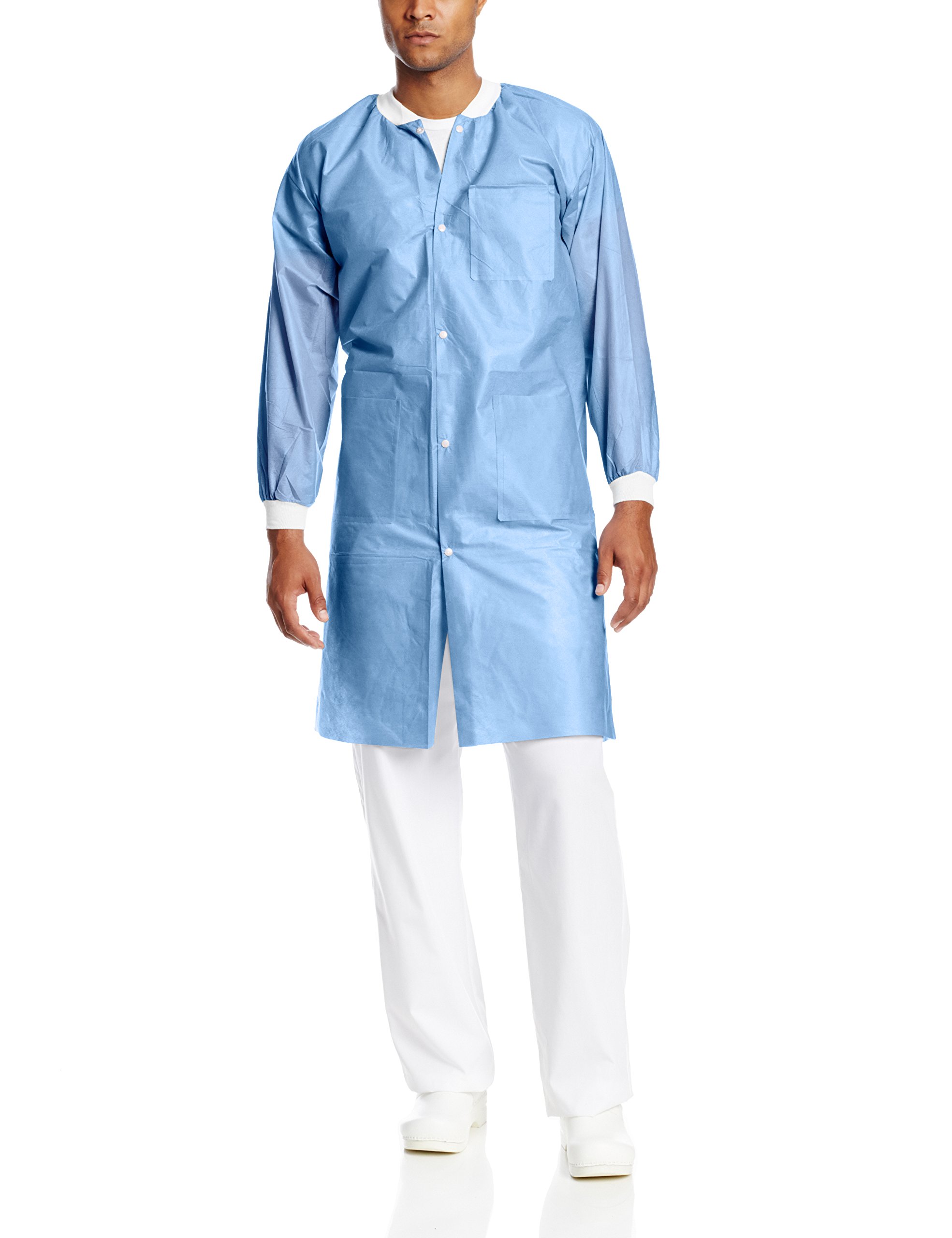 VALUMAX3560CB4XL Easy Breathe Cool and Strong, No-Wrinkle, Professional Disposable SMS Knee Length Lab Coat, Ceil Blue, 4XL, Pack of 10