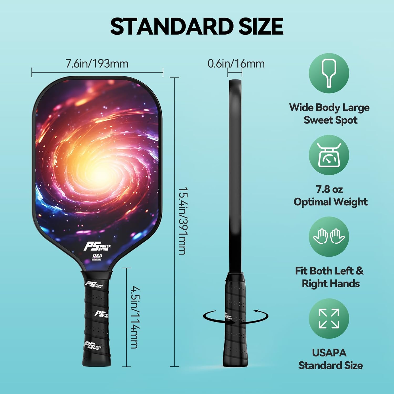 Pickleball Paddles - USAPA Approved Professional Carbon Fiber Pickleball Paddles with SRT Pro Polymer Honeycomb Core, 3K Textured Carbon Fiber Surface, Top Pickleball Paddle by Power Swing