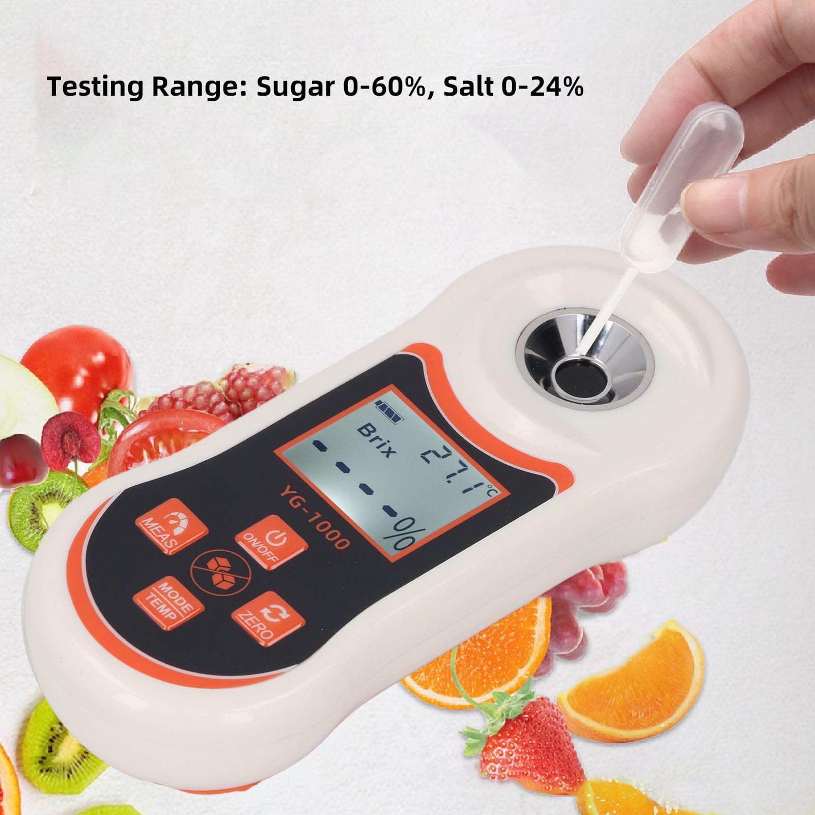 Digital Sugar Refractometer 0 to 60% Sugar Content Measurement Portable Sugar Meter for Fruit Vegetables Coffee Maple Syrup