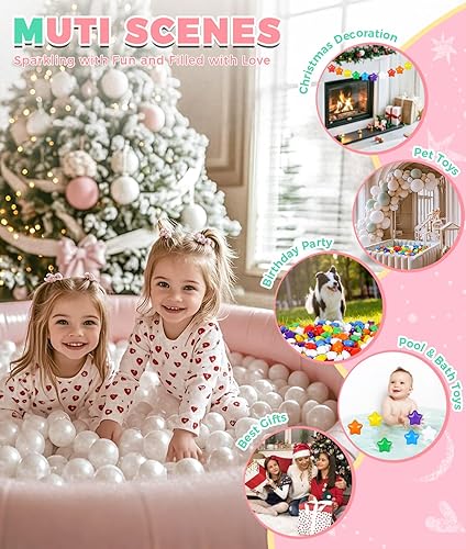 Miniatura 6 de TRENDPLAY Pelotas de estrella para hoyo de bolas, 100 bolas de plástico no tóxicas a prueba de aplastamiento, tienda de campaña para jugar en la