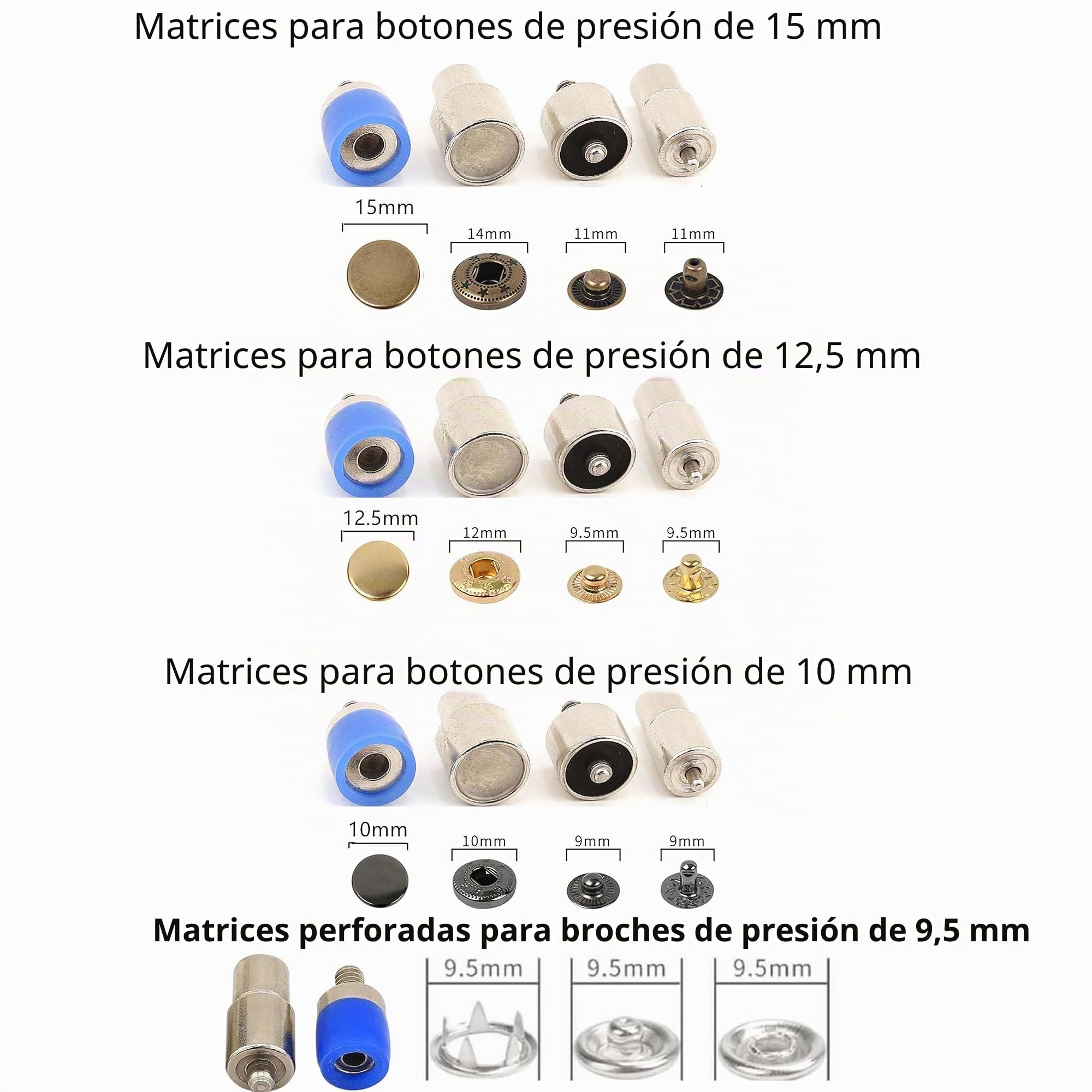 Juego de máquina de prensa manual para instalar remaches, ojales, broches y botones de cubierta de tela