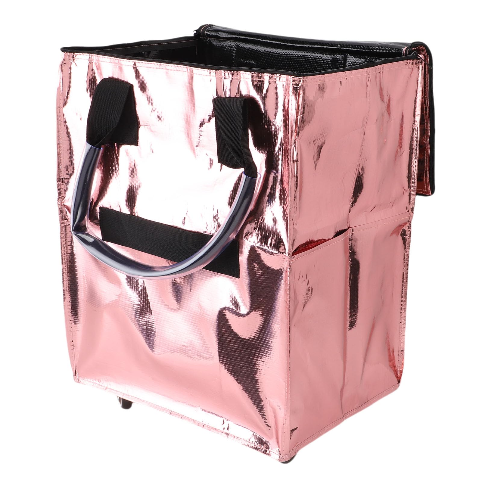 Chrees Einkaufstasche auf Rollen, Rolltasche mit Großem Fassungsvermögen, Tragbare, Zusammenklappbare Einkaufstaschen mit Rollen für Bequemes Einkaufen (Roségold)