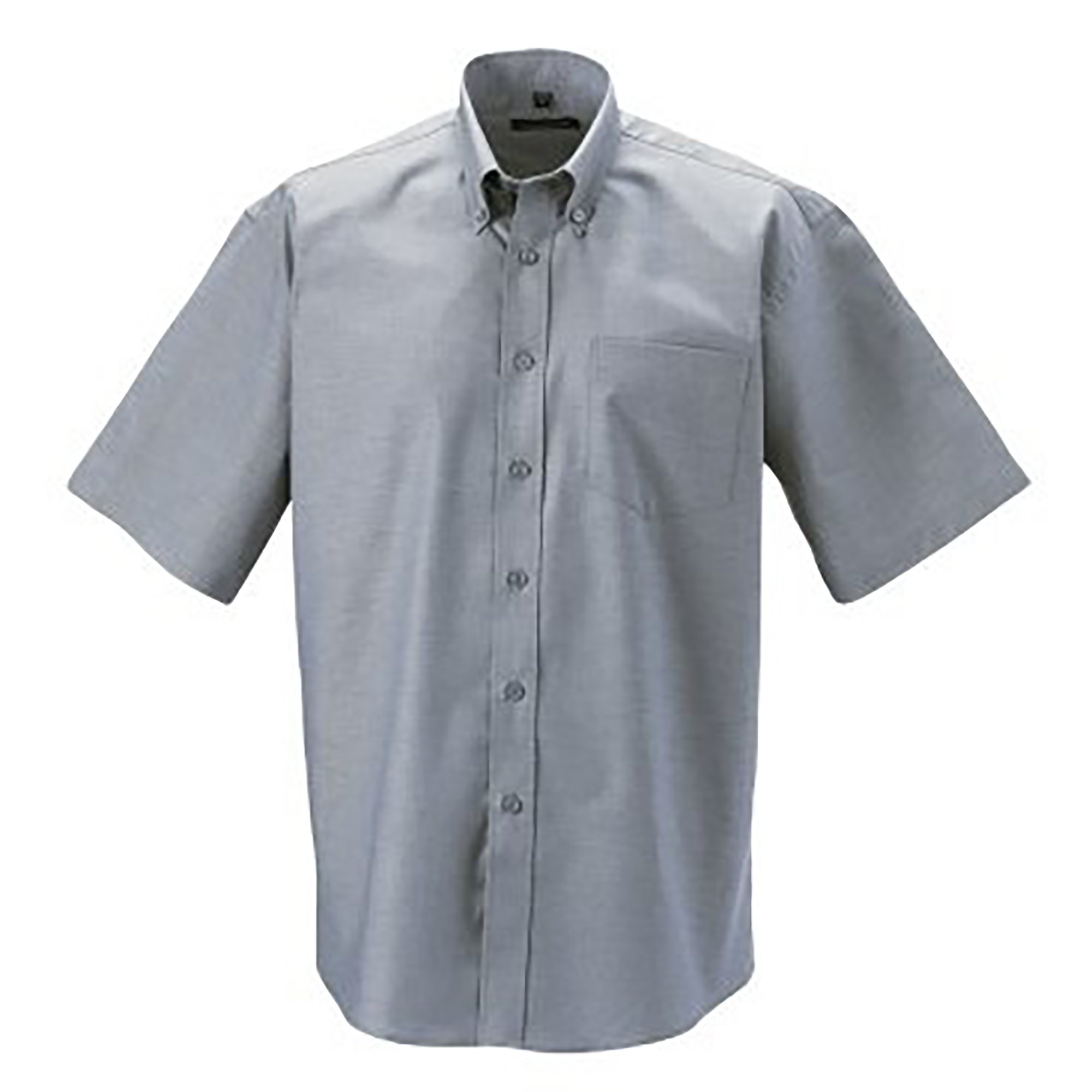 Russell Collection Men’s Short Sleeve Easy Care Oxford Shirt (Silver Grey, 19 inch)