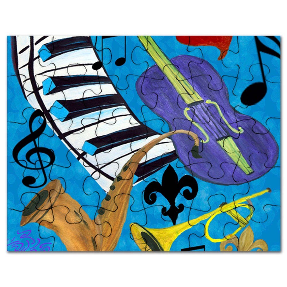 CafePress - Jazz On Blue - Jigsaw Puzzle, 30 pcs.