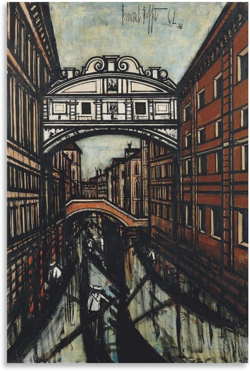 ZZYGGN GMGSW Bridge of Sighs by Bernard Buffet Poster and Prints Vintage Wall Art Picture Bernard Buffet Canvas Painting for Office Decor 40x60cm Frameless