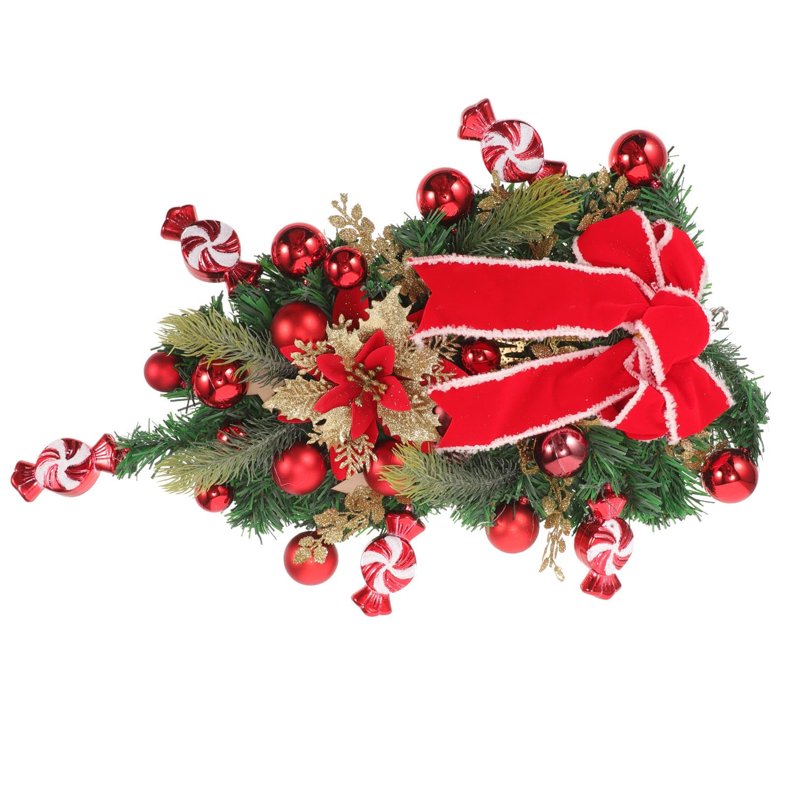 Mikikit Guirnalda Navideña Colgante en Forma de Lágrima Lazo para Decoración de Puerta y Barandilla, Diseño Único de PE para Ambiente Navideño Auténtico