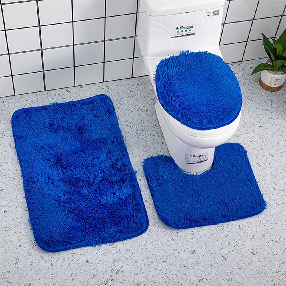 AYGCI Bathroom Rug Set of 3 Bath Mats Bath Set Super Soft Anti Slip Soft Mats U-Shaped Contour Toilet Rug Bathmat and Toilet Lid Cover