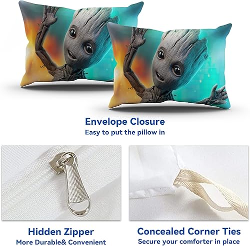 Miniatura 3 de MKHFUW Juego de ropa de cama, funda de edredón de microfibra y 2 fundas de almohada, juegos de ropa de cama con estampado 3D para niños y niñas