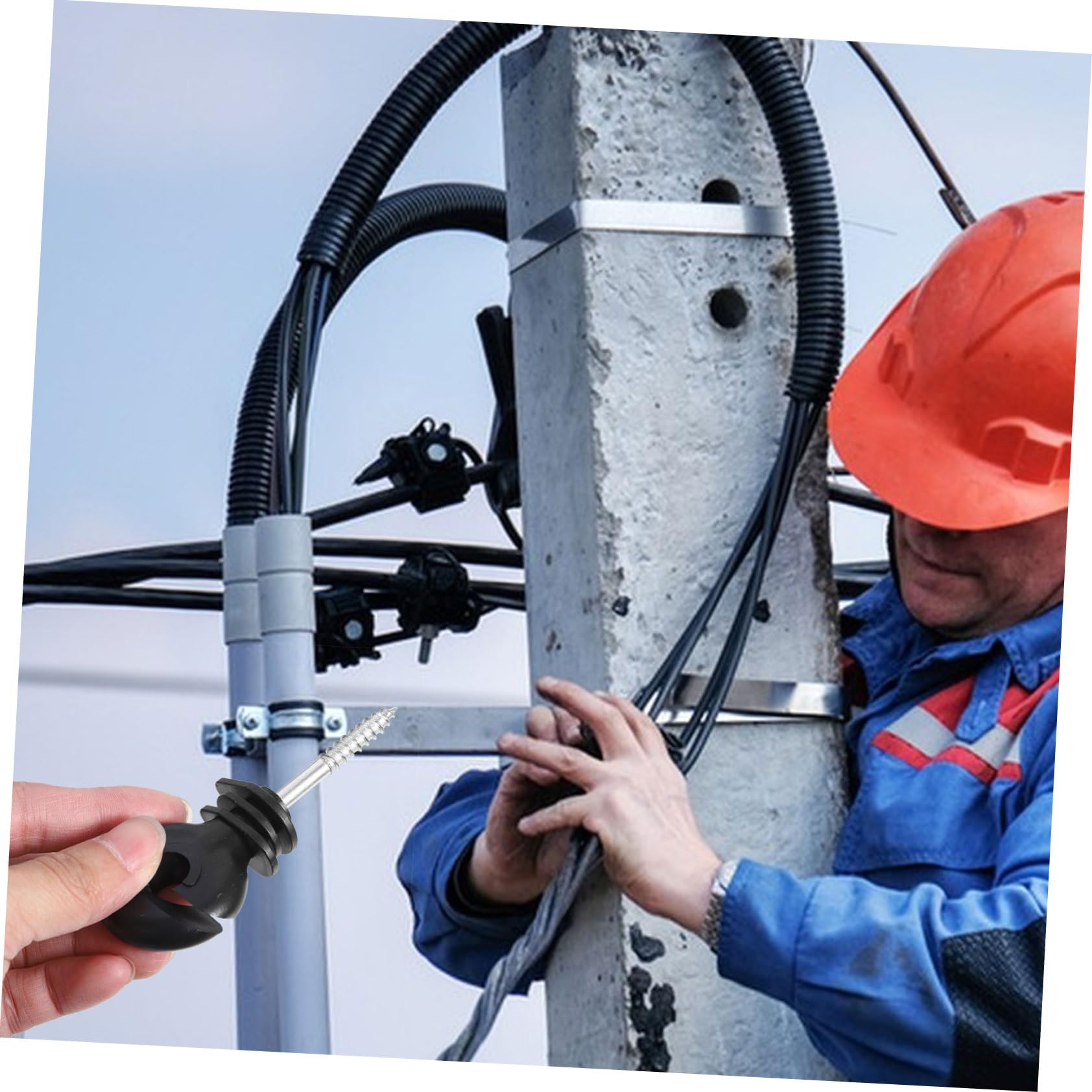 CHILDWEET 100 Stück Schraubisolatoren für Elektrozaun Isolatoren für Holzpfosten aus Kunststoff und Eisen Wetterfest für Weiden und Hochspannungssysteme