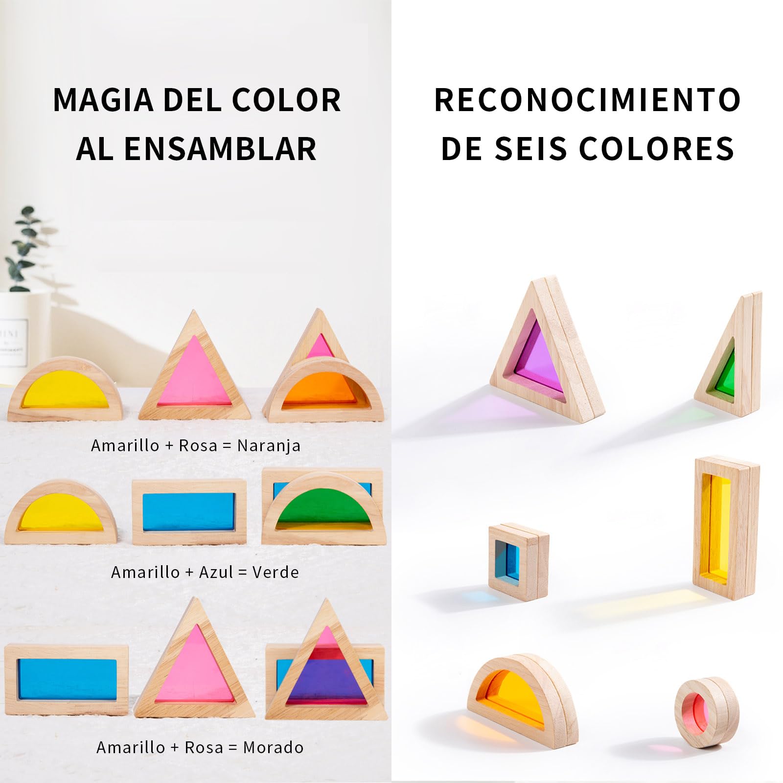 Juguetes Montessori 1 2 3, Juguetes Bebe 1 Año, Bloques Construccion Niños, Bloques Madera, Percepción del Color, Pensamiento Espacial, Regalo Niño Niña 1–3