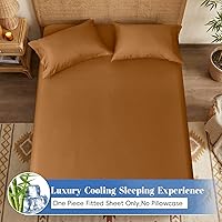 Vista 7 de PHF Sábana bajera ajustable 100% rayón derivado de bambú, tamaño Twin, bolsillo profundo de 16", 1" más ancho, elástico fuerte, fácil ajuste