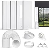 Plusluck Upgraded Portable Air Conditioner Window Vent Kit, With 5.9 Exhaust Hose, 4 Slide Seal Plates, Universal Coupler, Adjustable AC Vent Kit Ducting Universal for Horizontal & Vertical Windows