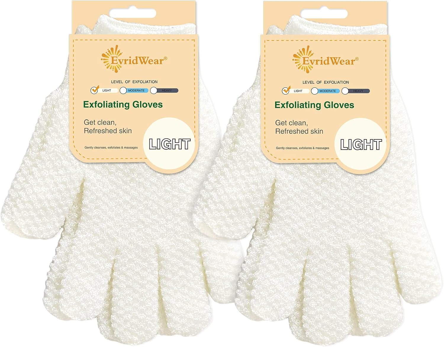 EvridWear Exfoliating Dual Texture Bath Gloves for Shower, Spa, Massage and Body Scrubs, Dead Skin Cell Remover, Gloves with Hanging Loop (2 Pairs Heavy) : Everything Else