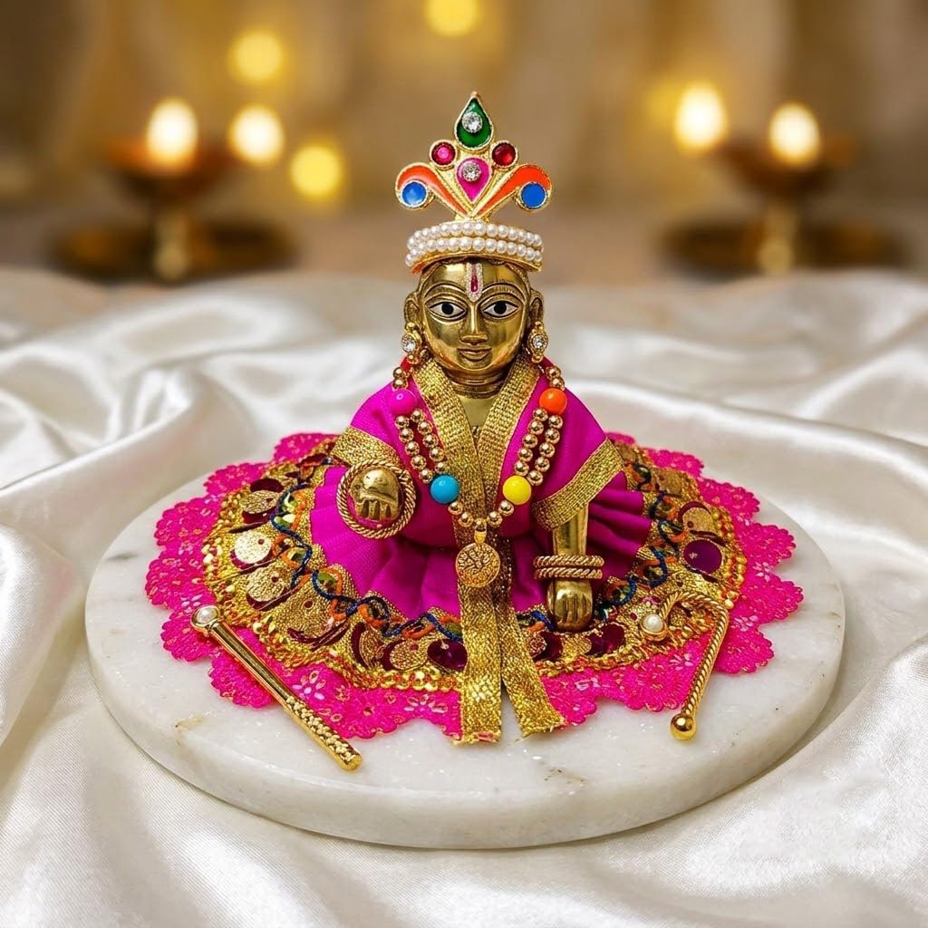 Craftsman Set of 2 - Laddu Gopal Dress with Assorted Accessory – Premium Poshak for Krishna Idol, Vibrant Designer Outfit for Janmashtami & Home Temple Decor (Size 1) image 2