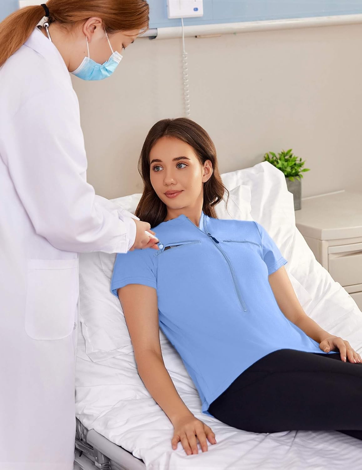 Deyeek Chemo Shirts for Port Access Women 2 Side Snap Short Sleeve Shoulder Surgery Rotator Cuff Dialysis Recovery Shirts - Image 3