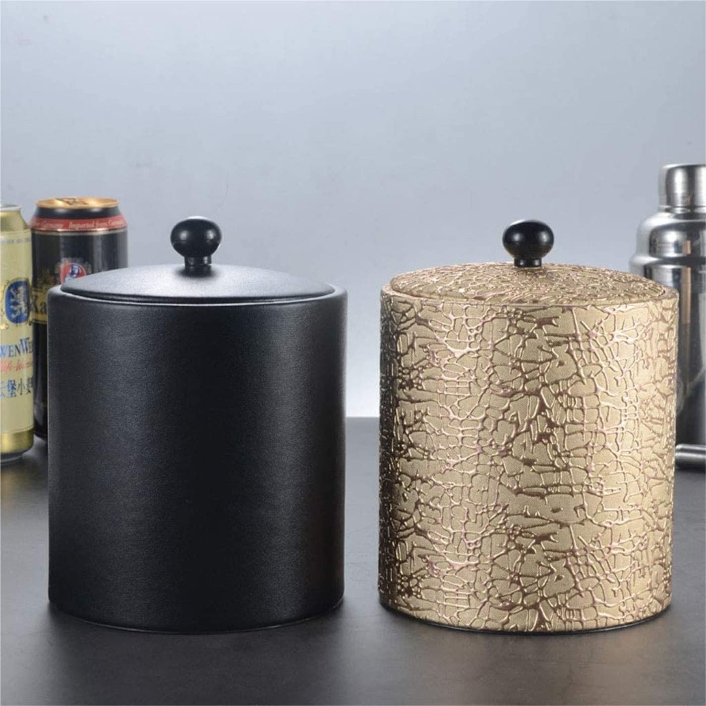 Tragbarer Edelstahl-Eiskübel mit Deckel und Filter, isolierter Weinkühler für Partys und Outdoor, Champagnereimer, 18,5 x 14 cm