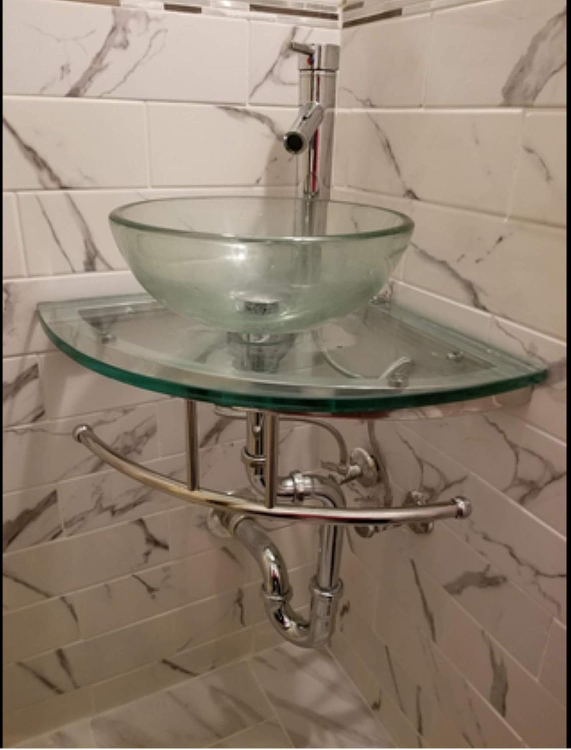 Bеѕt Dеаl Chеар 🛒 Lorixon LV-004 Corner Wall Mount Bathroom Vanity Clear Glass Vessel Sink Top Pop up Towel Rack Nеw Dеаl Lorixon LV-004 Corner Wall Mount Bathroom Vanity Clear Glass Vessel Sink Top Pop up Towel Rack