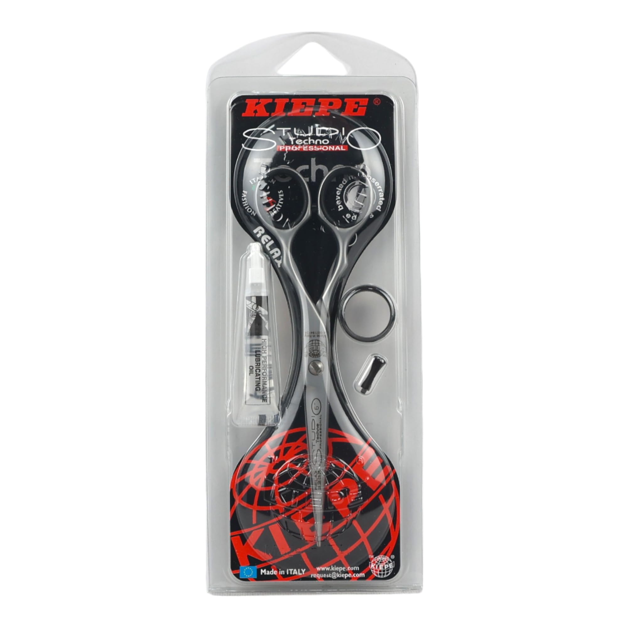Kiepe 2233 Studio Techno Relax Tijera profesional de corte 6 pulgadas – Tijera ergonómica de acero inoxidable para un corte preciso y suave, Made in Italy
