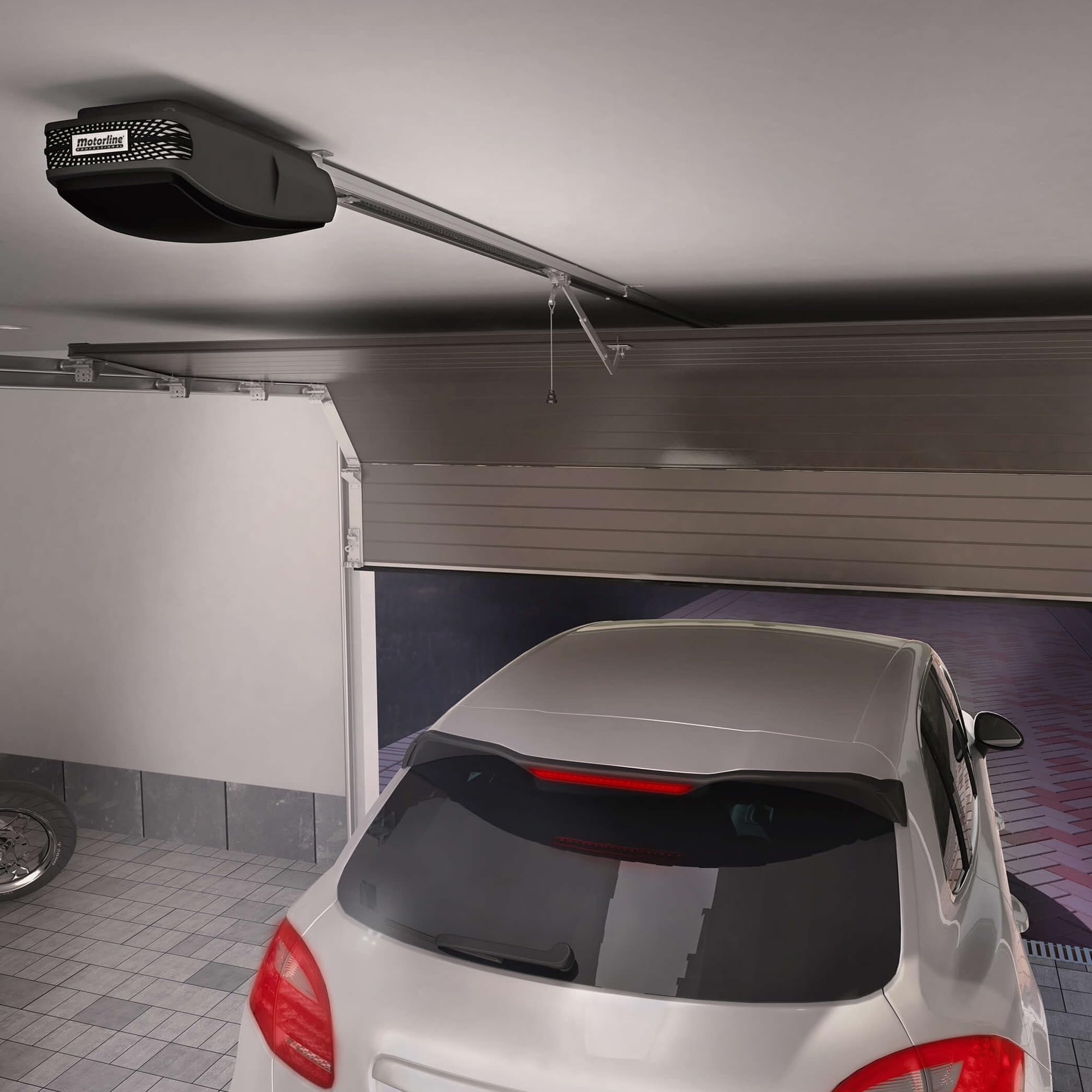 Motor de Techo automatismo para Puertas de Garaje seccionales MOTORLINE Rosso 60 con 2 MANDOS