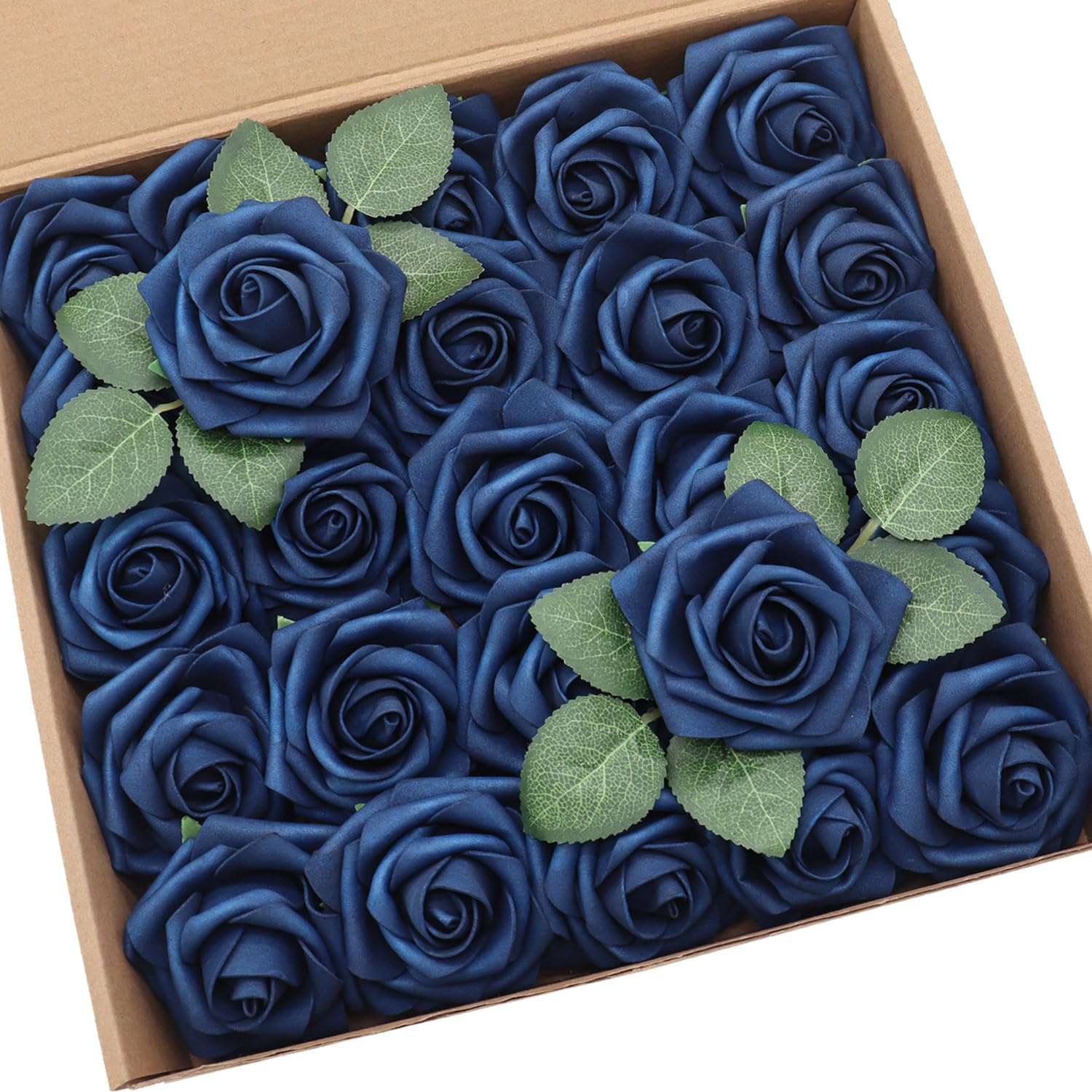 50 Rose Artificiali In Schiuma PE - Oro E Rosa Nero - Con Steli E Foglie - Per Matrimoni, Centrotavola, Decorazioni Fai Da Te