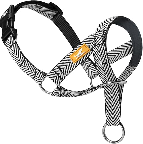 Collar de cabeza de perro para paseos fáciles y suaves, para perros pequeños, medianos y grandes, con patrón de moda (L, morado)