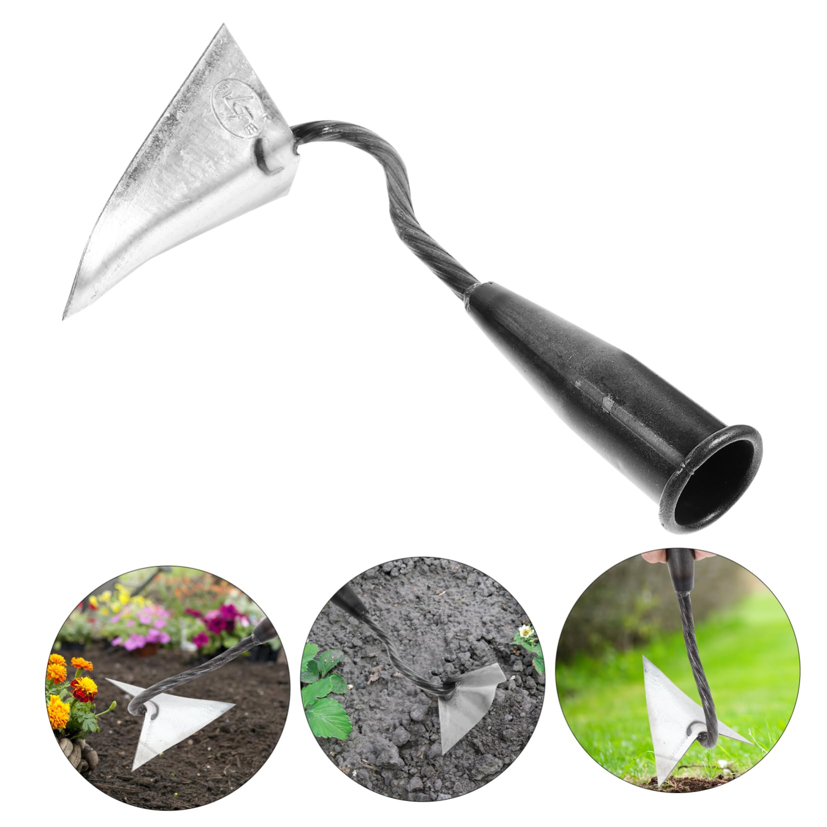 Luxshiny Cabeza de Hierro para Jardinería Profesional de Azada Triangular Herramienta Multifuncional para Deshierbar y Preparar Tierra , Tamaño S para Jardineros