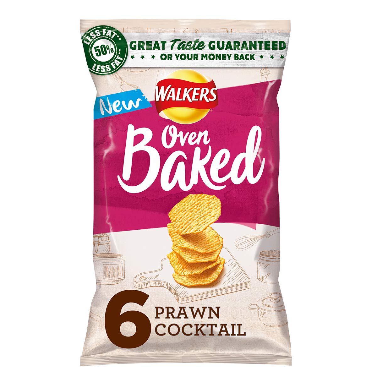 Walkers Crisps Lot de 18 snacks pour cocktail au four 6 x 25 g