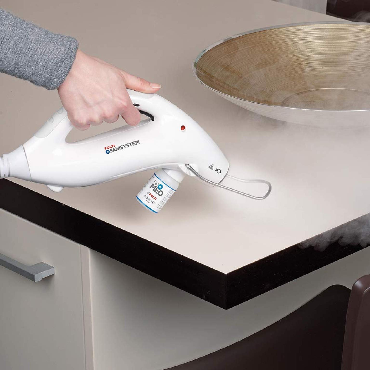 Polti Sani System Gun PAEU0367, Dispositivo di Disinfezione a Vapore (DDV) per Superfici e Tessuti da Collegare ai Modelli Polti Vaporetto Compatibili, Prodotto in Italia, Bianco