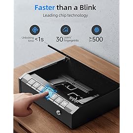 AINIRO Gun Safe for Pistols - Biometric Gun Safe for Handgun, Quick-Access Gun Lock with Fingerprint Identification or Key Pad, Storage Home Bedside Nightstand Car