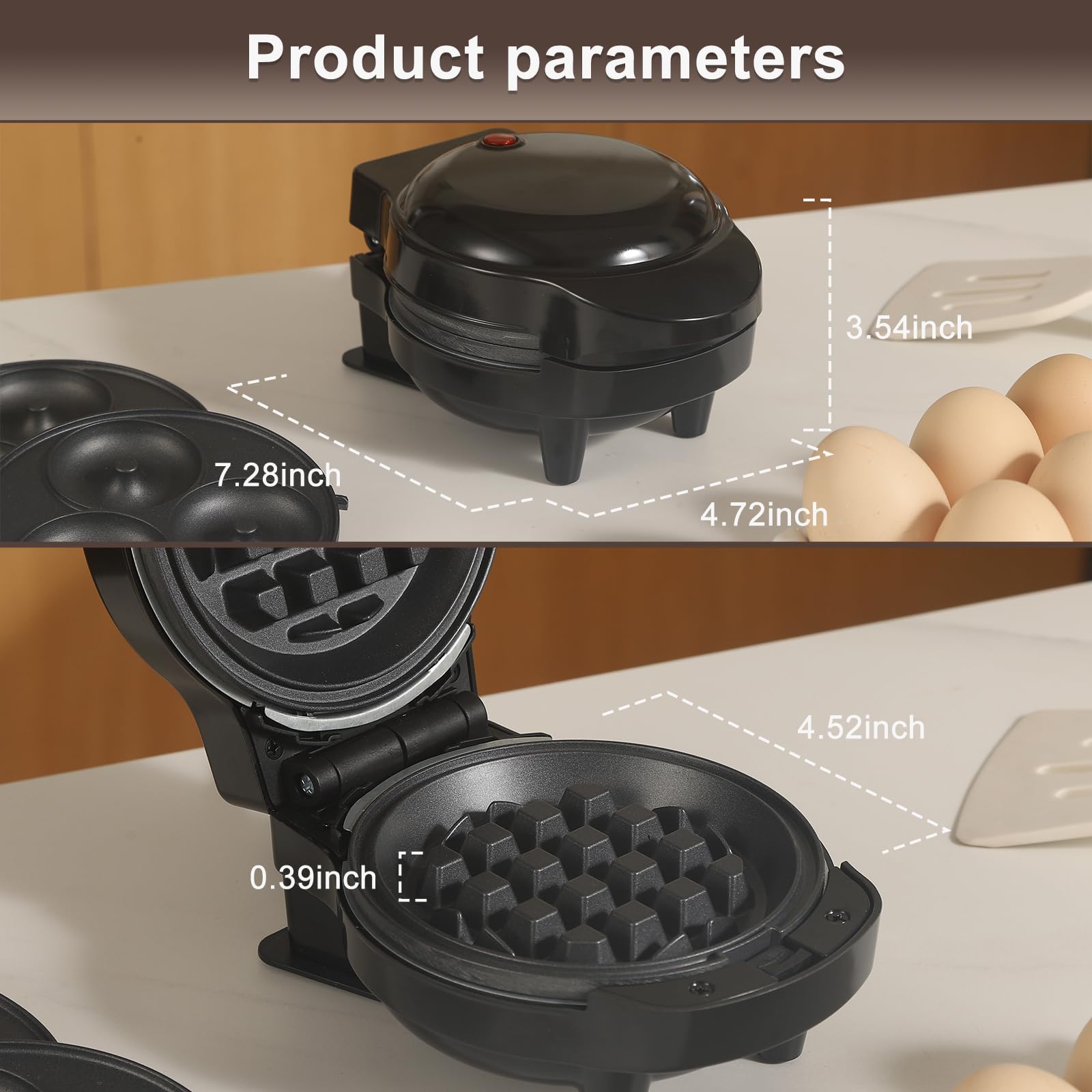 UVFAST Mini Waffles Maker with 6 Removable Plates, 3 in 1 Small Waffle Maker Mini- Waffle, Heart Waffle, Donut, 4.5
