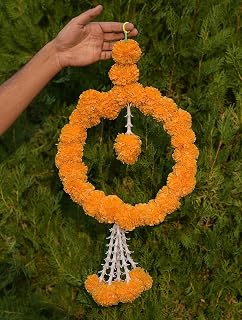 mappa Marigold Garland for Decoration, Indian Décor for Pooja, Wedding Christmas, Events Decorations Marigold Leaves Garland 11 X 22 inch Ring Pack of 1