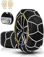 Artizles Auto Tightening Snow Chains for Cars SUVs Trucks - 1-Min Quick Fit Reusable Emergency Traction Tire Chains Set of 2 (HKN140)