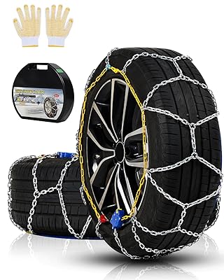 Auto Tightening Snow Chains Tire Chains For Cars Suv Pickup Trucks - Auto Tightening 1 Min Quick Fit AND Easy Installation, Reusable Universal Emergency Traction Snow Chains - Set of 2（HKN140）