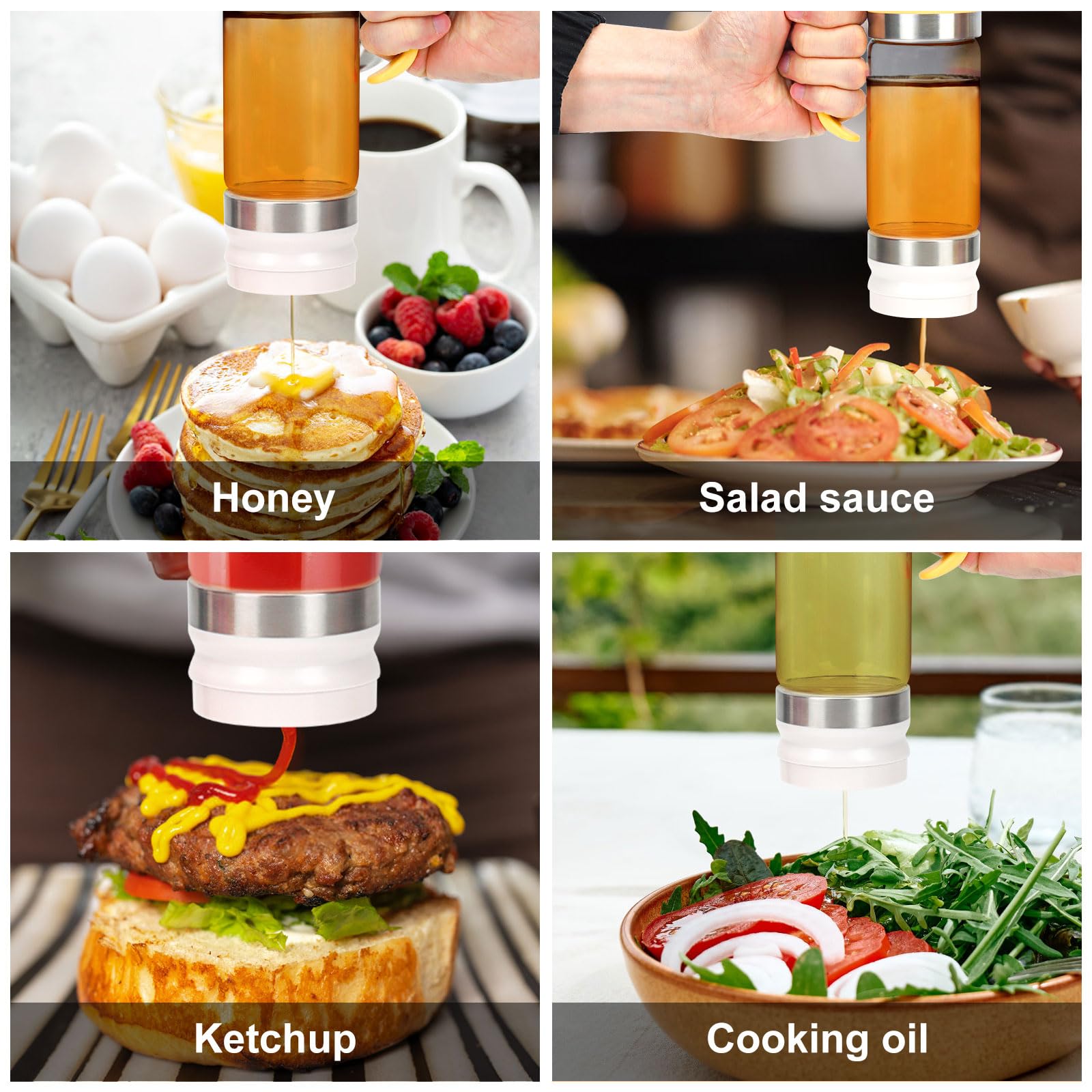 Honigspender aus Glas mit Silikonboden, kein Tropfen, Honigbehälter, Ahornsirupspender mit Griff, für Pfannkuchen, Kaffee oder Tee, Gelb, 2 Stück