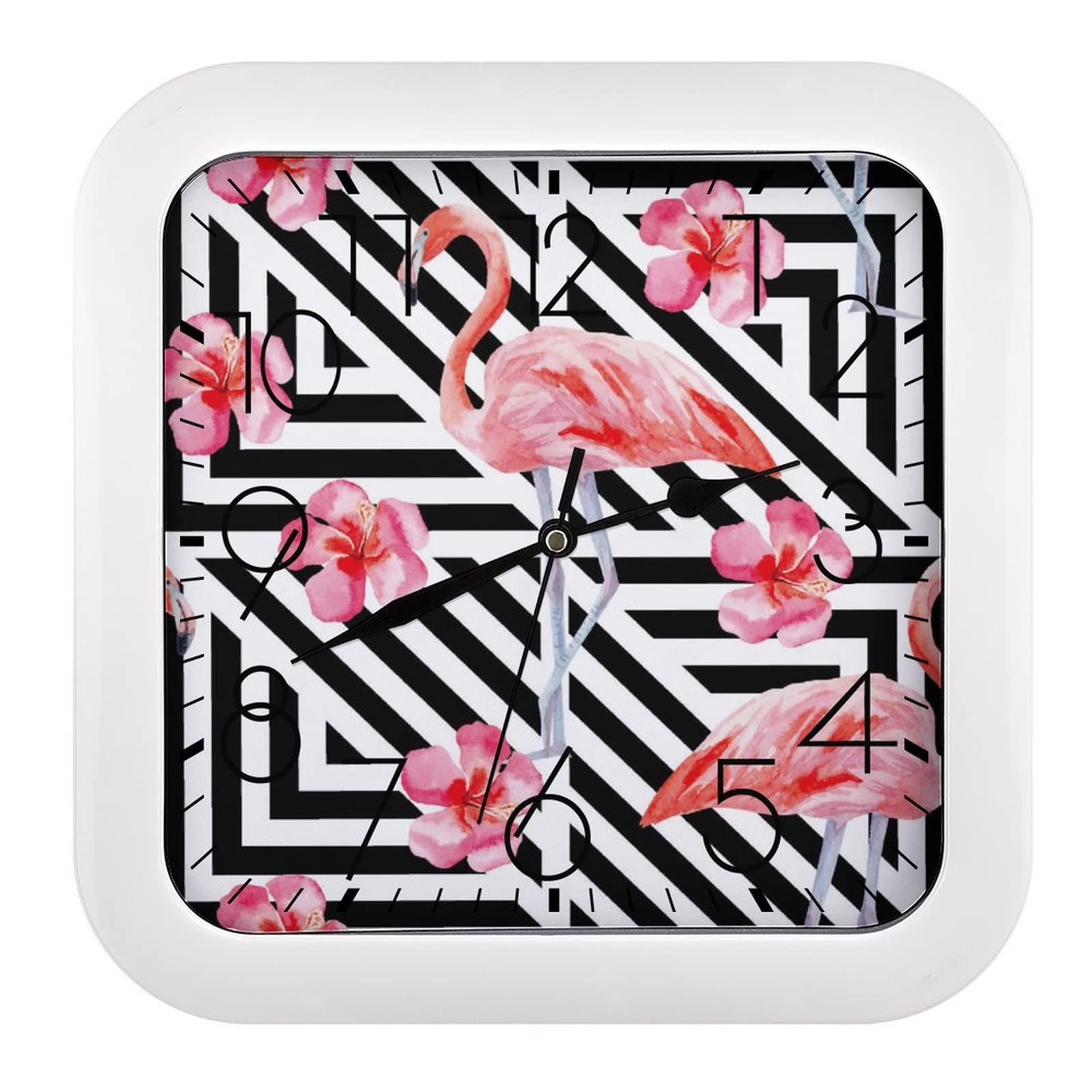 Pendule murale flamant rayé anti tic-tac horloge silencieuse pour chambre