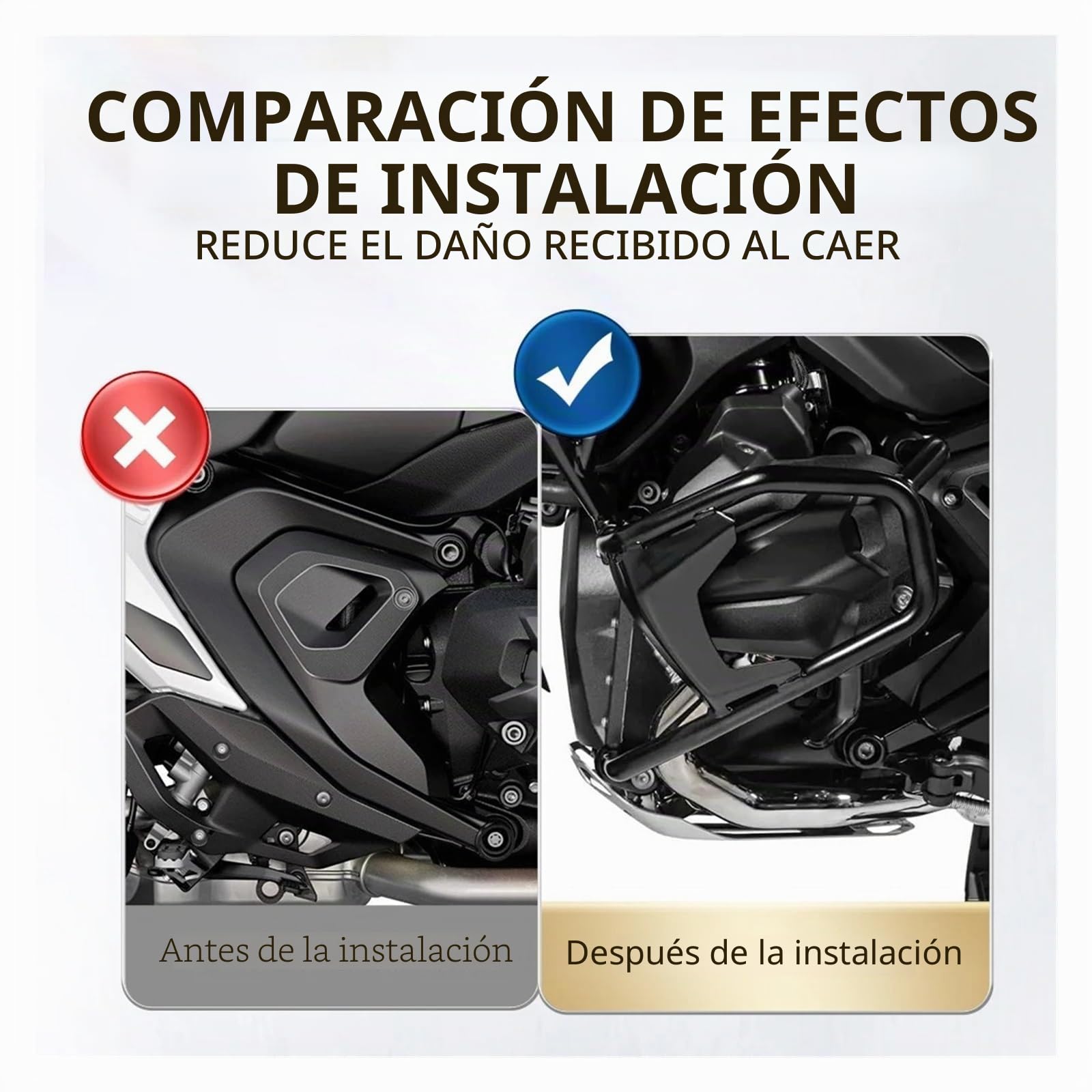 Motor Parachoques para BMW para R1300RT R 1300 RT 2025-2026 Marco De Motocicleta Parachoques Carenado Protector Anticolisión Acero Inoxidable 304(Black)