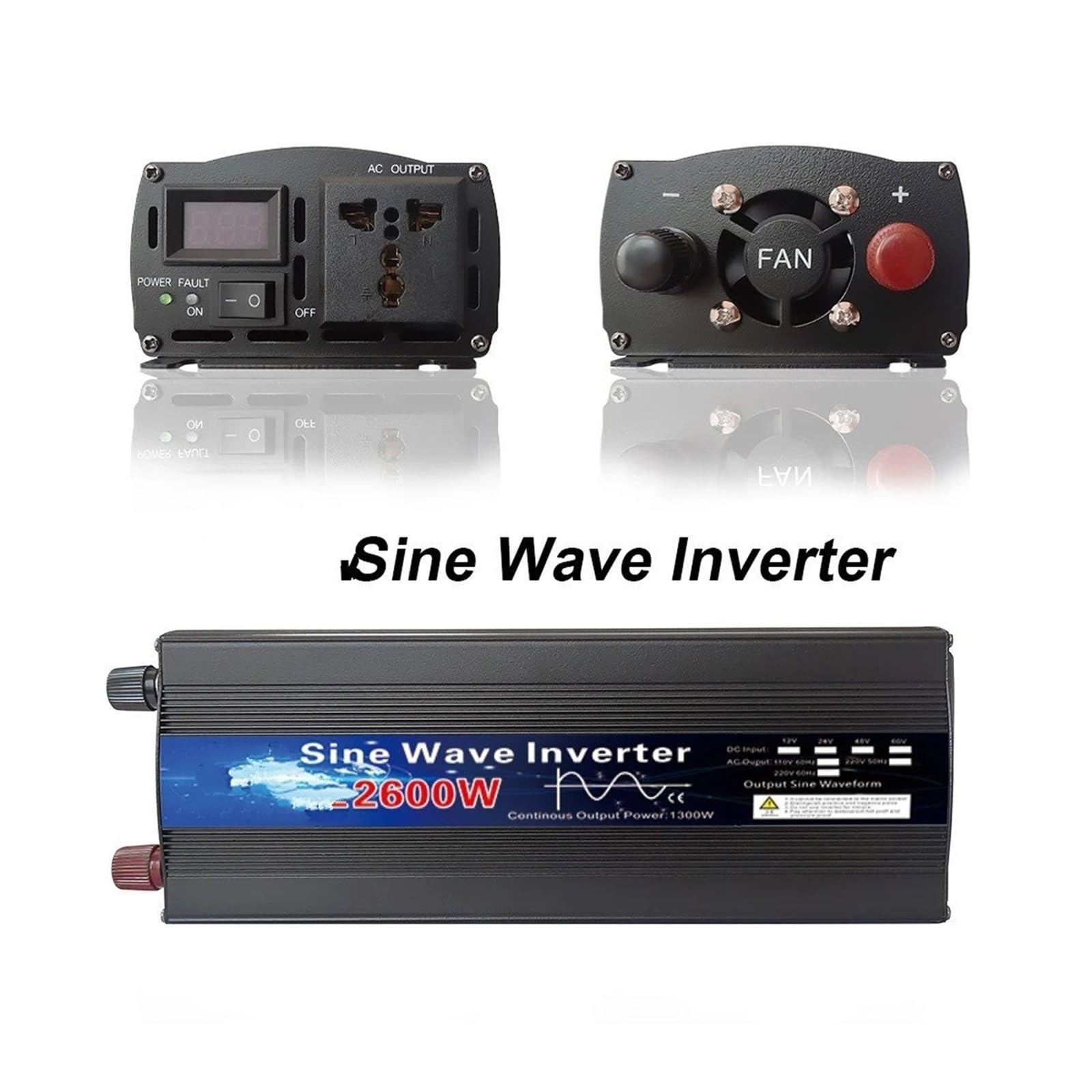 Inversor Potencia Inversor 12V 24V 110V 220V 1000w 2000w 2600w Inversor Onda Sinusoidal para Pura 48V Alimentar Pantalla LED Convertidor Solar Convertidor(1000W,24V,220V-230V 50HZ)