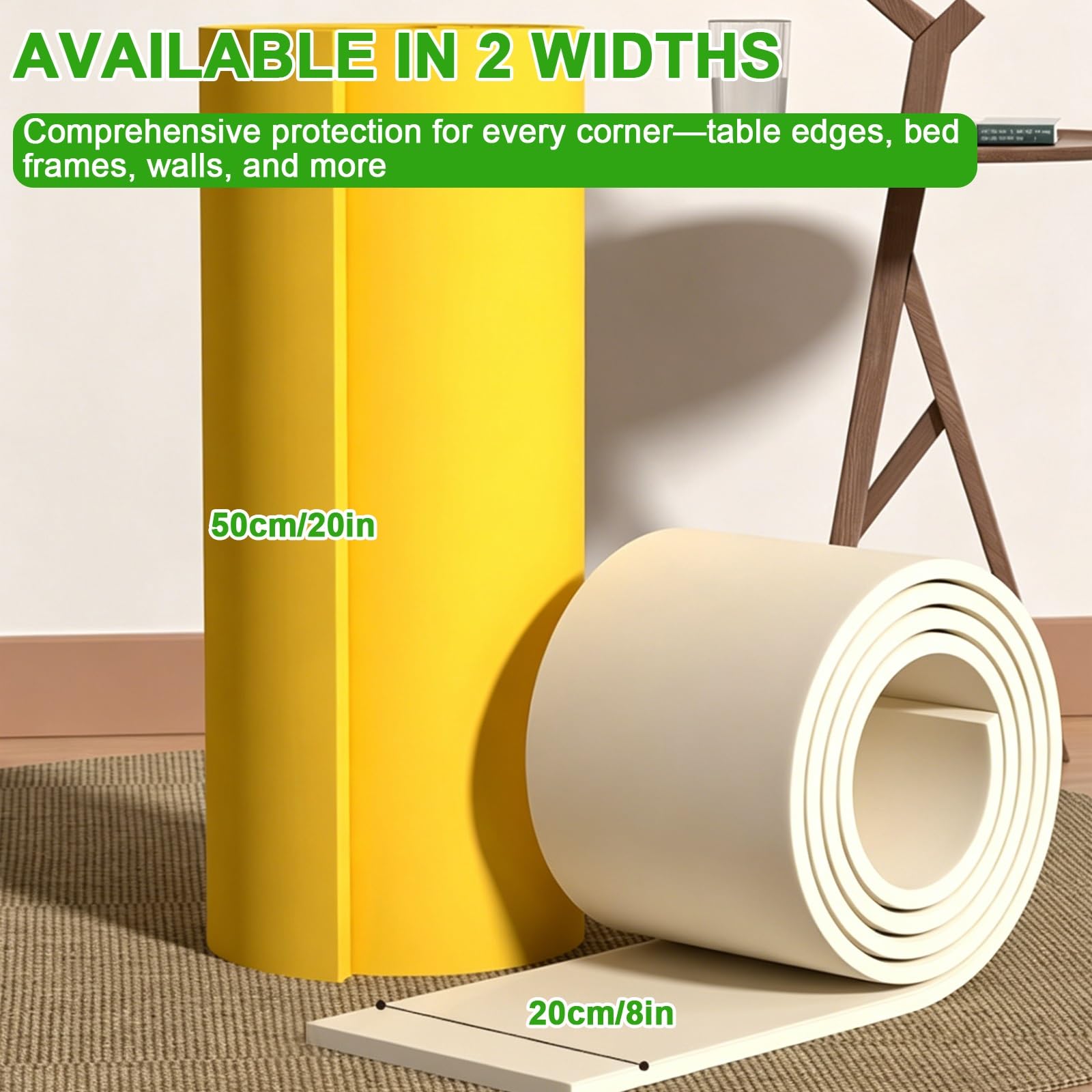 Extra Breiter Kantenschutzprofil, NBR, Selbstklebend, Kantenschutz Wand, Weich und Elastisch, für Tisch, Wand und Bettkanten(Black,10mx20cm)